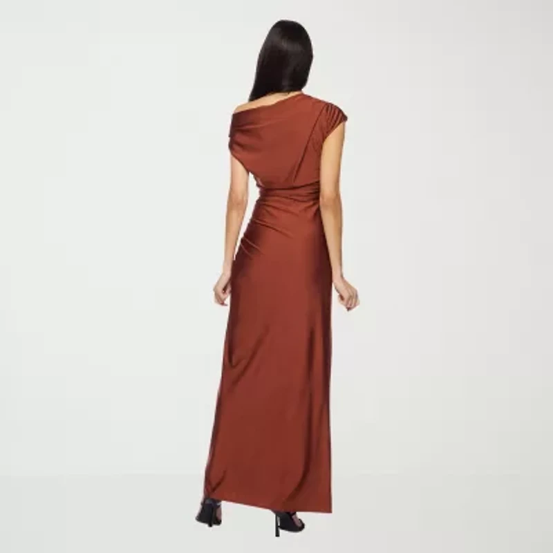 Premier Amour One Shoulder Womens Short Sleeve Evening Gown