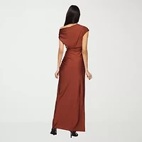 Premier Amour One Shoulder Womens Short Sleeve Evening Gown