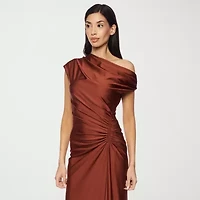 Premier Amour One Shoulder Womens Short Sleeve Evening Gown