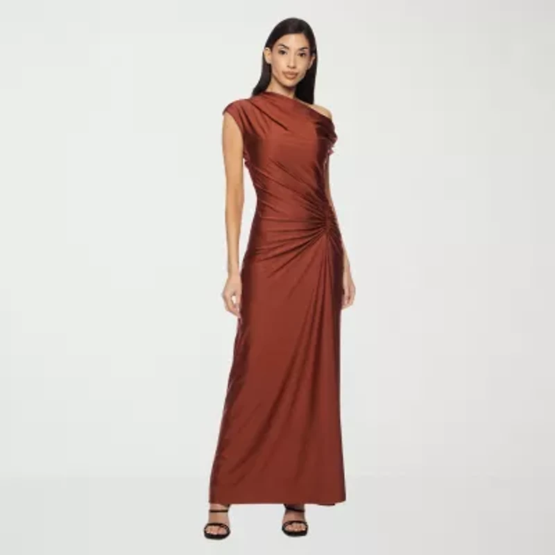 Premier Amour One Shoulder Womens Short Sleeve Evening Gown