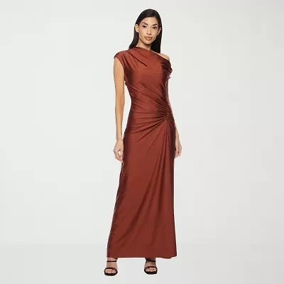 Premier Amour One Shoulder Womens Short Sleeve Evening Gown
