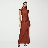 Premier Amour One Shoulder Womens Short Sleeve Evening Gown