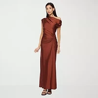 Premier Amour One Shoulder Womens Short Sleeve Evening Gown