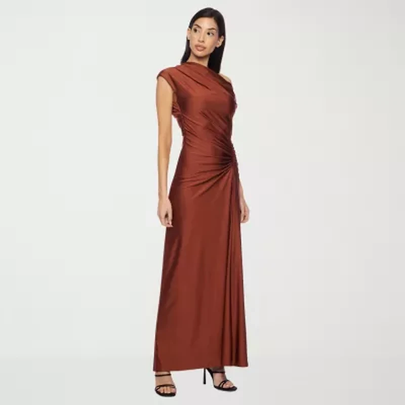 Premier Amour One Shoulder Womens Short Sleeve Evening Gown