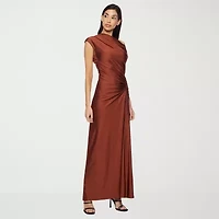 Premier Amour One Shoulder Womens Short Sleeve Evening Gown