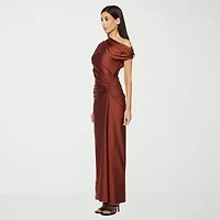 Premier Amour One Shoulder Womens Short Sleeve Evening Gown