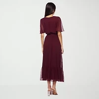 Premier Amour Womens Short Sleeve Midi Fit + Flare Dress