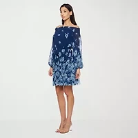 Premier Amour Off The Shoulder Womens Long Sleeve Floral Fit + Flare Dress