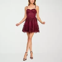 Trixxi Womens Juniors Sleeveless Fit + Flare Dress