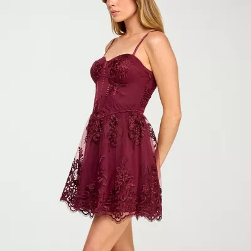 Trixxi Womens Juniors Sleeveless Fit + Flare Dress