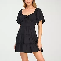 Trixxi Womens Short Sleeve Fit + Flare Dress Juniors