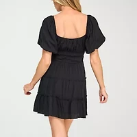Trixxi Womens Short Sleeve Fit + Flare Dress Juniors