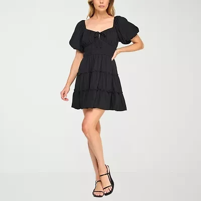 Trixxi Womens Short Sleeve Fit + Flare Dress Juniors