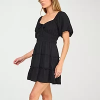 Trixxi Womens Short Sleeve Fit + Flare Dress Juniors
