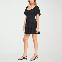 Trixxi Womens Short Sleeve Fit + Flare Dress Juniors