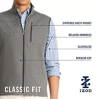 IZOD Houndstooth Stripe Mens Water Resistant Midweight Fleece Vest