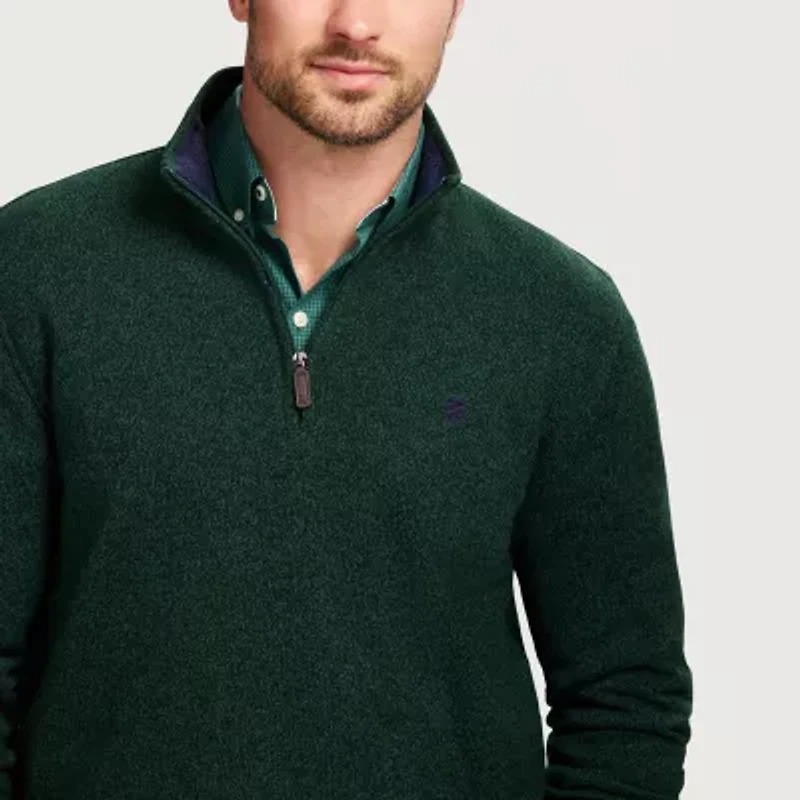 IZOD Thermasoft Sweater Fleece Mens Mock Neck Long Sleeve Quarter-Zip Pullover