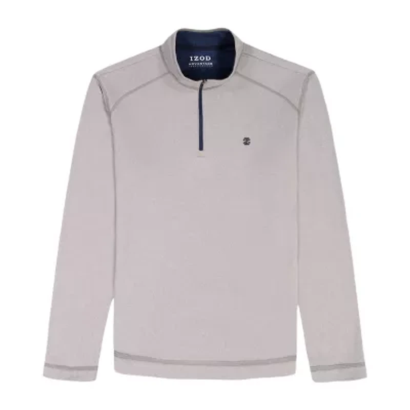 IZOD Saltwater Microfleece Mens Long Sleeve Quarter-Zip Pullover