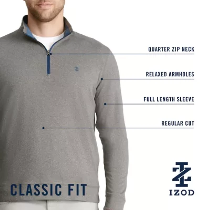 IZOD Saltwater Microfleece Mens Long Sleeve Quarter-Zip Pullover