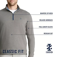 IZOD Saltwater Microfleece Mens Long Sleeve Quarter-Zip Pullover