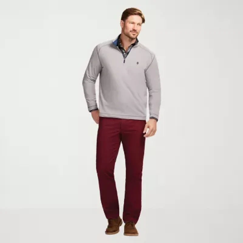 IZOD Saltwater Microfleece Mens Long Sleeve Quarter-Zip Pullover