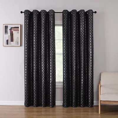 Tobias Metallic Grommet Top Blackout Single Curtain Panel
