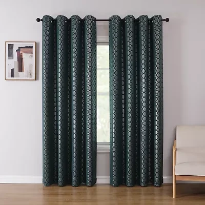 Tobias Metallic Grommet Top Blackout Single Curtain Panel