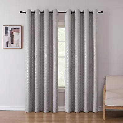 Tobias Metallic Grommet Top Blackout Single Curtain Panel