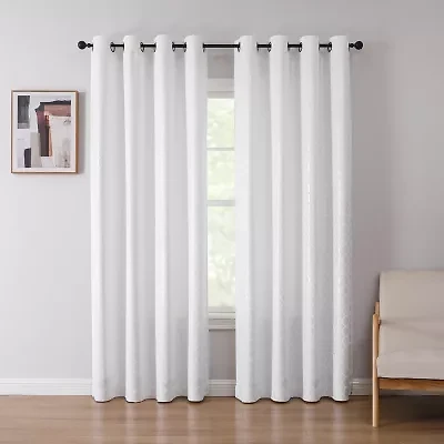 Tobias Metallic Grommet Top Blackout Single Curtain Panel