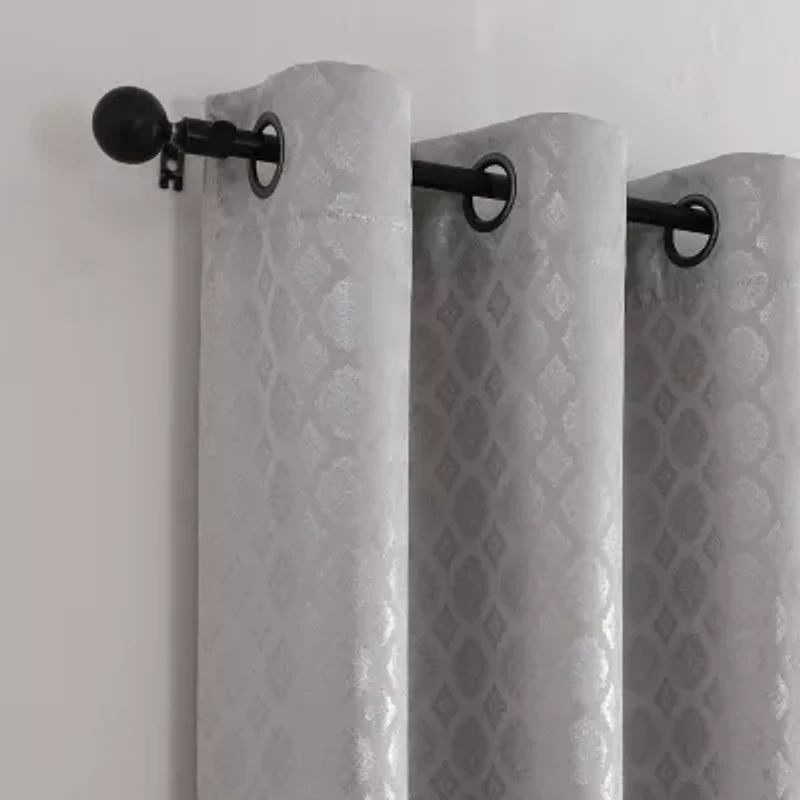 Tobias Metallic Grommet Top Blackout Single Curtain Panel