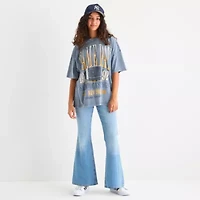 Arizona Womens Crew Neck Short Sleeve Oversized Juniors Graphic T-Shirt