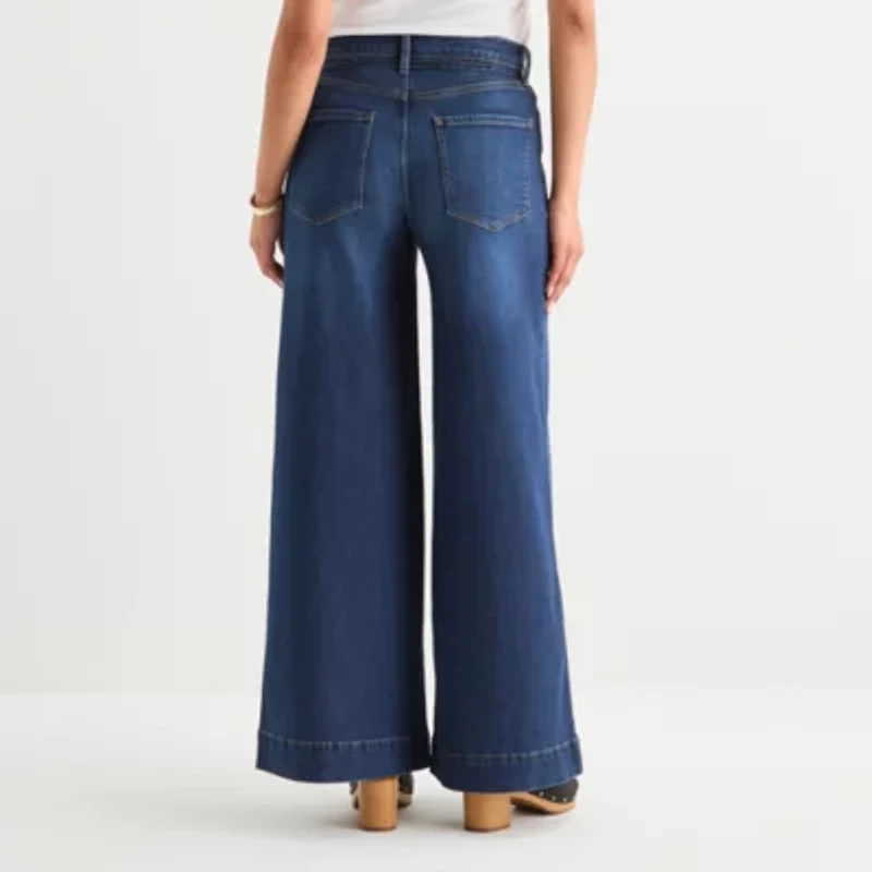 a.n.a Womens Mid Rise Wide Leg Jean