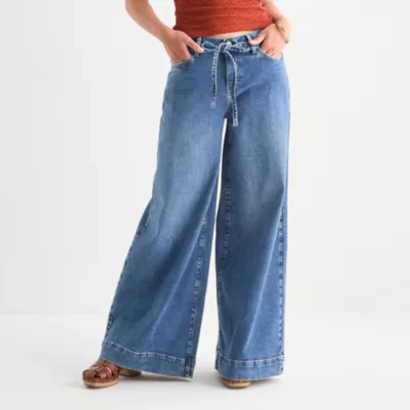 a.n.a Womens Mid Rise Wide Leg Jean