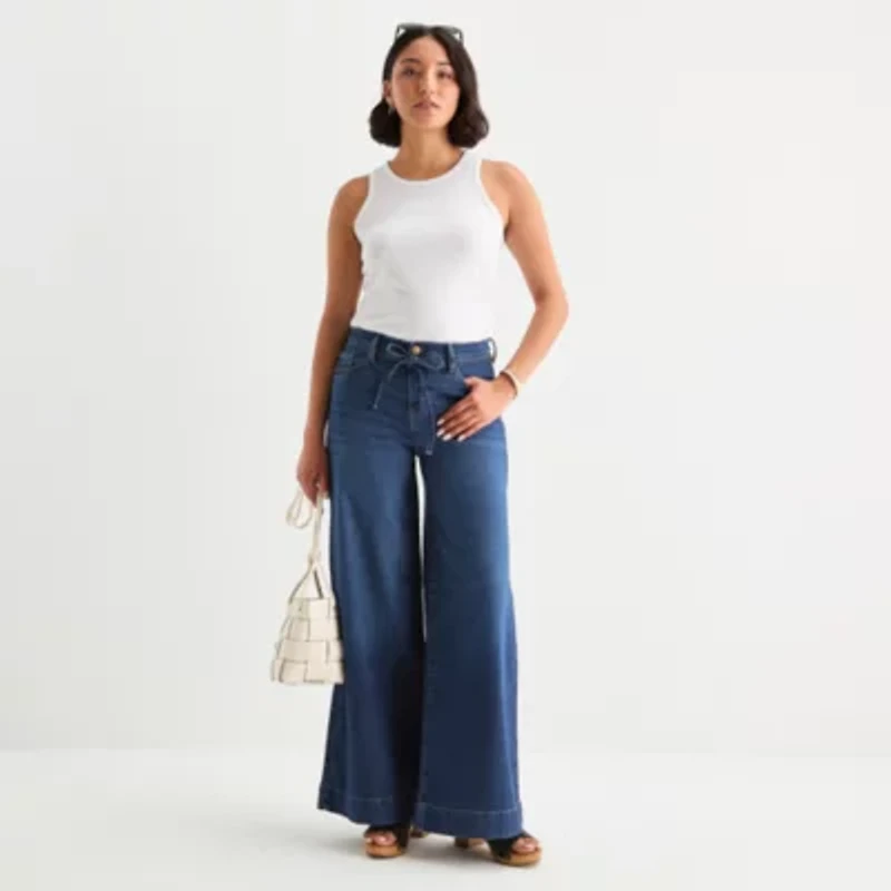 a.n.a Womens Mid Rise Wide Leg Jean