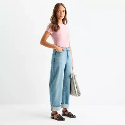 a.n.a Womens High Rise Barrel Jean