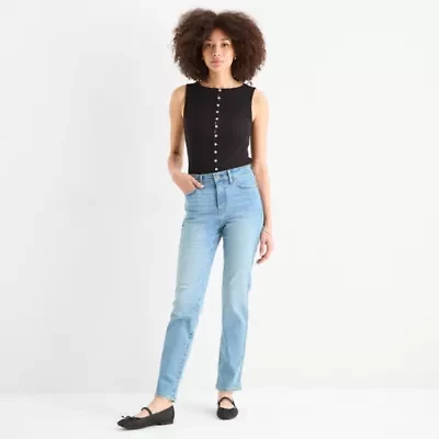 a.n.a Womens High Rise Straight Leg Jean