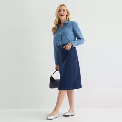 St. John's Bay Womens Midi A-Line Skirt