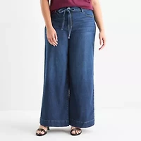 a.n.a Plus Womens Mid Rise Wide Leg Jean