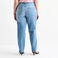 a.n.a Plus Womens Highest Rise Straight Leg Jean