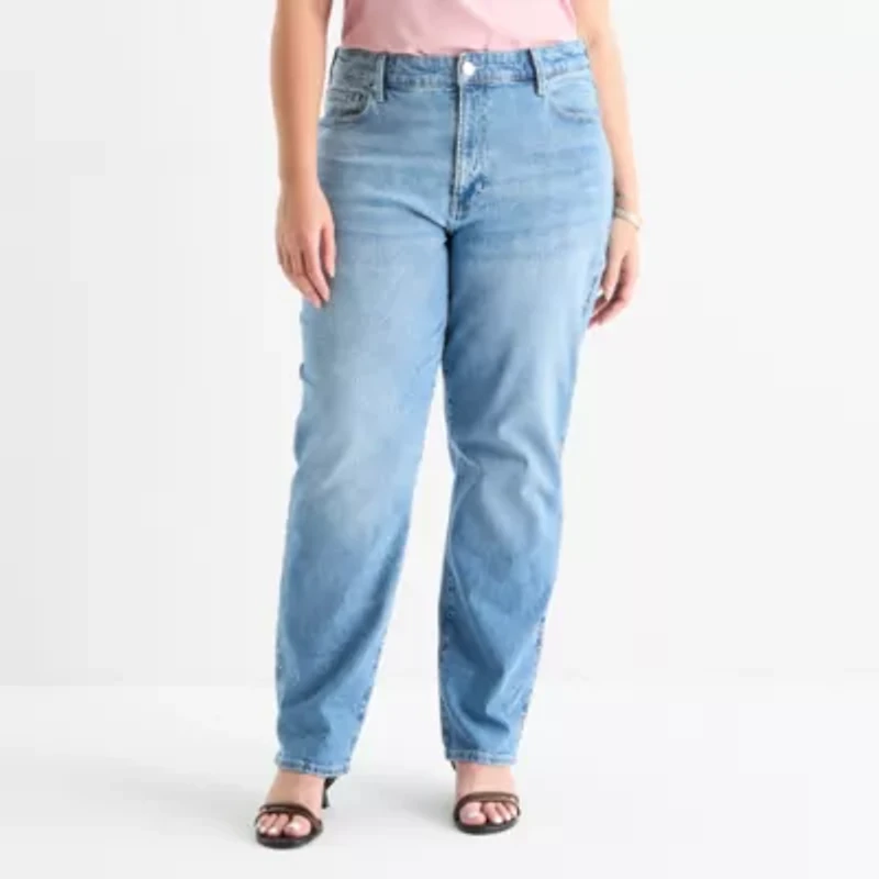 a.n.a Plus Womens Highest Rise Straight Leg Jean