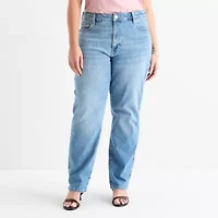a.n.a Plus Womens Highest Rise Straight Leg Jean