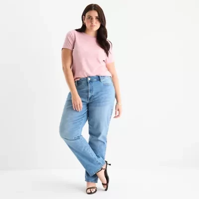 a.n.a Plus Womens Highest Rise Straight Leg Jean