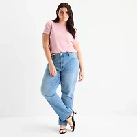 a.n.a Plus Womens Highest Rise Straight Leg Jean