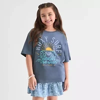 Roxy Big Kid Girls Crew Neck Short Sleeve Oversized Graphic T-Shirt