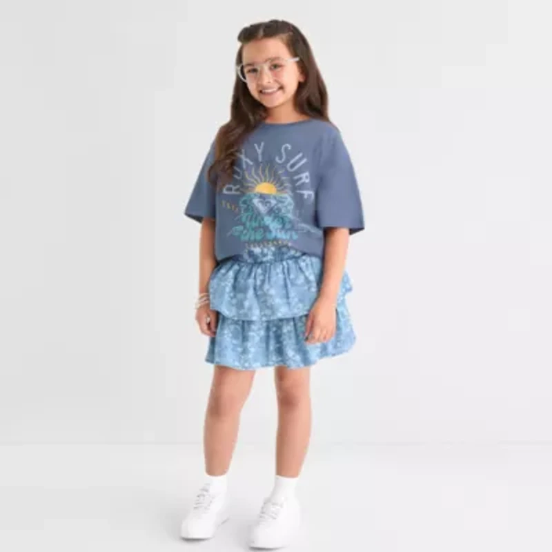 Roxy Big Kid Girls Crew Neck Short Sleeve Oversized Graphic T-Shirt