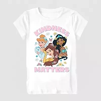 Little & Big Kid Girls Crew Neck Short Sleeve Regular Fit Princess Graphic T-Shirt