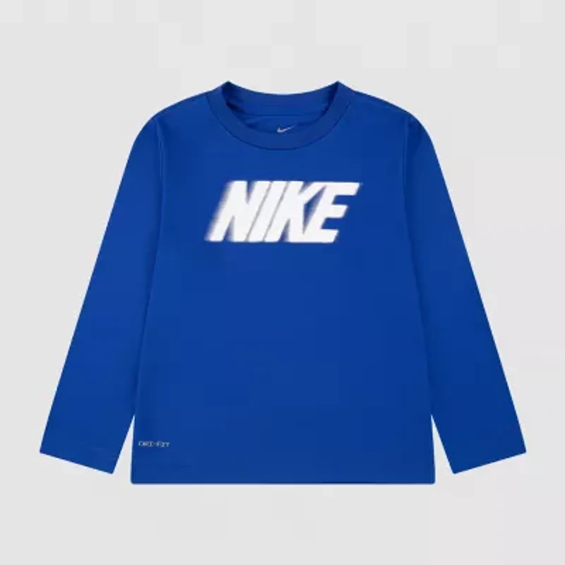Nike Toddler Boys Crew Neck Long Sleeve Regular Fit Graphic T-Shirt