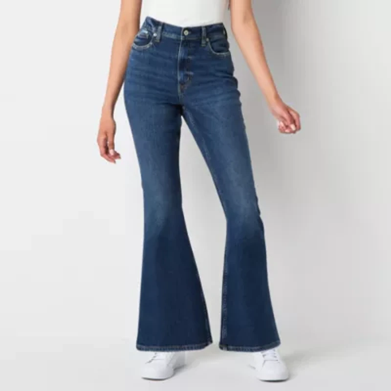 Arizona Juniors Short Womens High Rise Flare Leg Jean