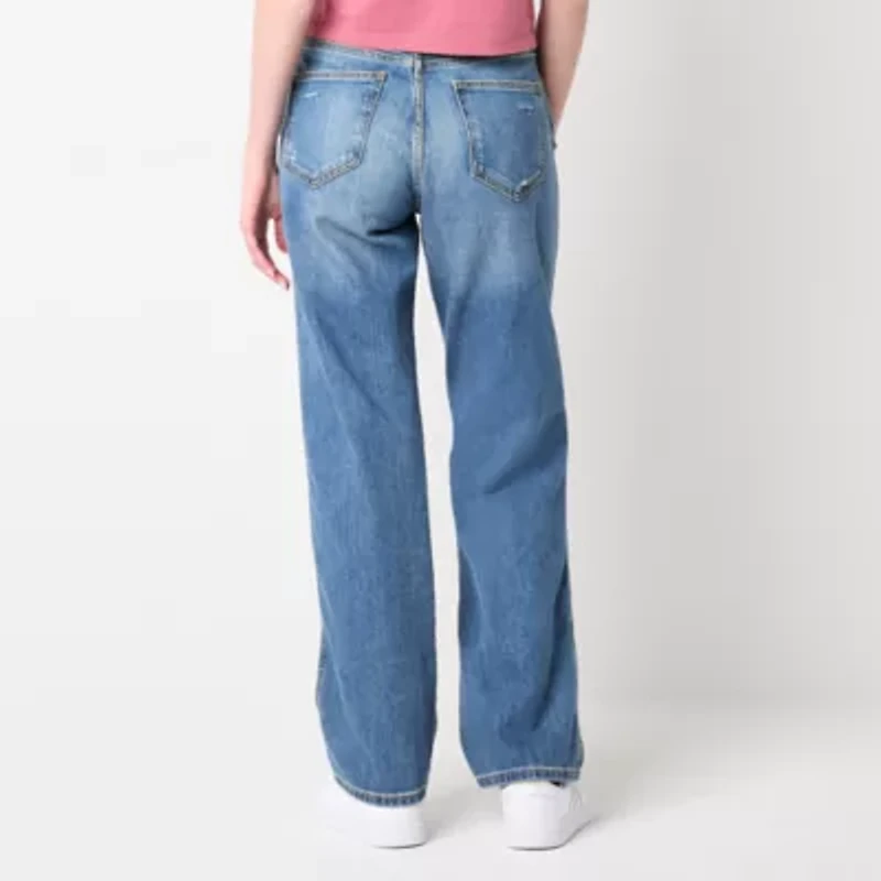 Arizona Womens Juniors Short High Rise Straight Leg Jean