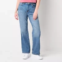 Arizona Womens Juniors Short High Rise Straight Leg Jean